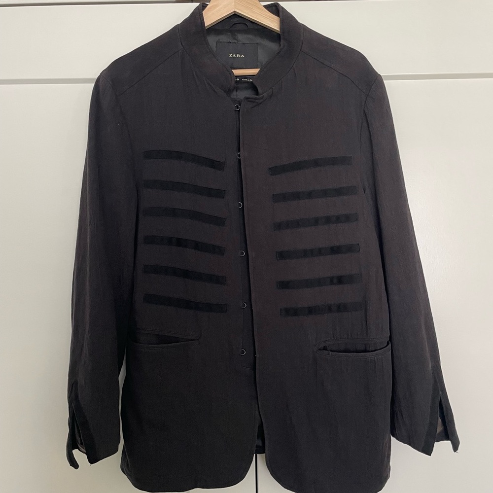 Zara Men's Black Military Jacket
